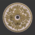 Ornate Gold And White Ceiling Decorative Medallion With Intricate Floral Patterns