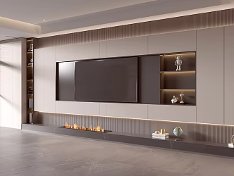 Modern Italian Living Room Light Luxury TV Background Wall Full Wall TV Cabinet 3d model