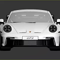 White Sports Car With Black Rear Wing Shiny Wheels On Reflective Surface