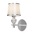 Modern Pair of Wall Sconces with Fabric Lampshades and Crystal Accents