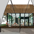 Modern Milk Tea Shop Exterior With Glass Windows Wooden Ceiling And Outdoor Seating