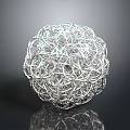 Intricate Silver Wire Woven Sphere With Reflective Surface On Black Background 3d model