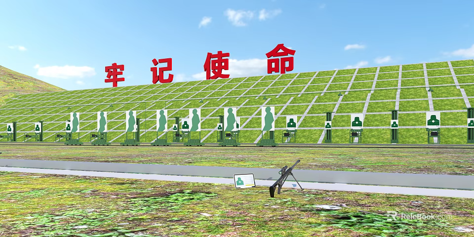 Professional Outdoor Military Shooting Training Range With Various Silhouette Targets And Complete Supporting Facilities 3d model 