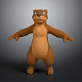 3D Animated Cartoon Bear Game Character Standing With Brown Fur Open Arms