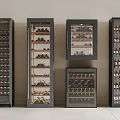 Stylish Wine Cabinets With Glass Doors And Layered Shelves In Various Sizes