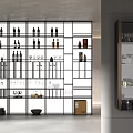 Elegant Modern Glass Door Wine Cabinet Displaying Wine Bottles And Glassware