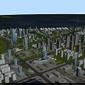 Urban Aerial Planning With High Rise Buildings Roads Water Bodies Island And Green Spaces