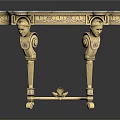 Elegant Console Table With White Marble Top And Ornate Golden Carved Legs Design