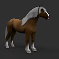 Brown Horse With White Mane Tail And White Legs Standing Pose