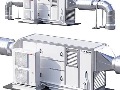 Industrial GLYCOA Air Handling Units With Ventilation Duct Connections And Heavy Duty Design 3d model