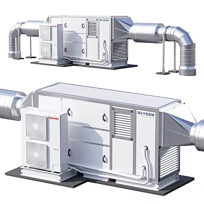 Industrial GLYCOA Air Handling Units With Ventilation Duct Connections And Heavy Duty Design 3d model