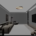 Bright Modern Minimalist Living And Dining Room Interior With Comfortable Soft Sofa And Elegant Decor