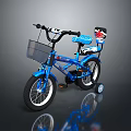 Blue Children's Bicycle With Front Basket Rear Seat And Training Wheels
