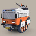 Cartoon Tank Orange And White With Tracks And Cannon Stylish Design And Fun Details