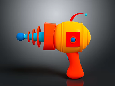 Colorful Toy Gun With Yellow Orange Blue Red Spiral Structure And Antenna 3d model