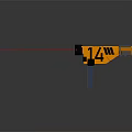 Orange Laser Gun Device With Red Laser Beams Black Grip And Control Buttons