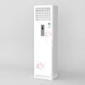 Floor Standing White Air Conditioner Fan With Pink Lotus Pattern And Control Panel Display Screen 3d model