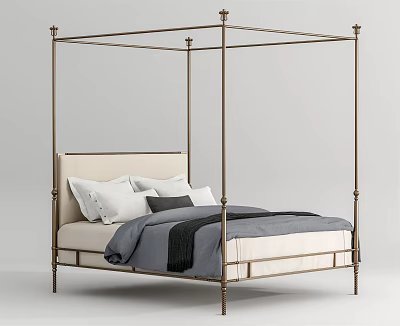 Light Luxury Double Bed 3d model Light Luxury Double Bed 3d model