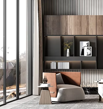 Italian Leisure Chair Modern Leisure Chair Side Corner Study Bookcase Decorations G716 3d model