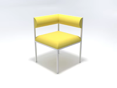 Modern Yellow Single Sofa With Metal Frame Armrests And Comfortable Upholstery Design 3d model