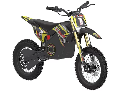 Stylish Electric Dirt Bike With Yellow Black Graphics And Large Off Road Tires 3d model