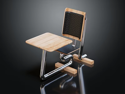 Contemporary Dining Table Set With Wooden Tabletop Metal Frame And Comfortable Chairs 3d model