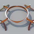 Modern Road Infrastructure With Circular Structure Multi Directional Extensions And Colored Elements 3d model