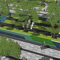 Modern Entrance Gate Design With Landscaped Area Trees Water Feature And Sculptural Element