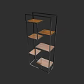 Modern Open Bookcase With Metal Frame And Multi Tier Wooden Shelves