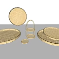Handwoven Bamboo Household Items With Round Trays Stand And Various Sizes