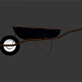 Rusted Vintage Wheelbarrow With Blue Basin Orange Handles And Black Wheel