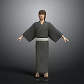 Child Wearing Traditional Kimono Standing With Arms Outstretched In Casual Pose
