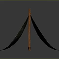 Camouflage Tent Structure With Orange Poles Ropes And Green Leaf Pattern