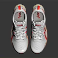 White Sporty Sneakers With Red Stripes And Breathable Mesh Upper Red Sole
