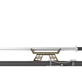 Traditional Sword With Polished Steel Blade Black Scabbard And Decorative Metal Stand