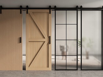 Modern Barn Door Barn Door Hanging Rail Door 3d model