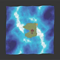 Blue 3D Model Island Scene With Lighthouse And Surrounding Waves