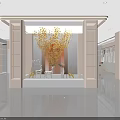 Modern Clothing Store Interior With Bright Lighting Central Display Table And Wooden Display Shelves