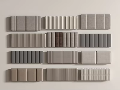 Various Textured Grey Decorative Wall Panels With Diverse Patterns And Interior Arrangements 3d model