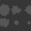 Snow Covered Arbor Trees with Different Shapes and Snowy Branches on Black Background