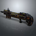 Futuristic Sci Fi Weapon With Black Mechanical Design Yellow Accent Lines And Complex Structure 3d model