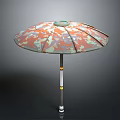 Colorful Camouflage Umbrella Shaped Chandelier with Yellow and White Striped Pole
