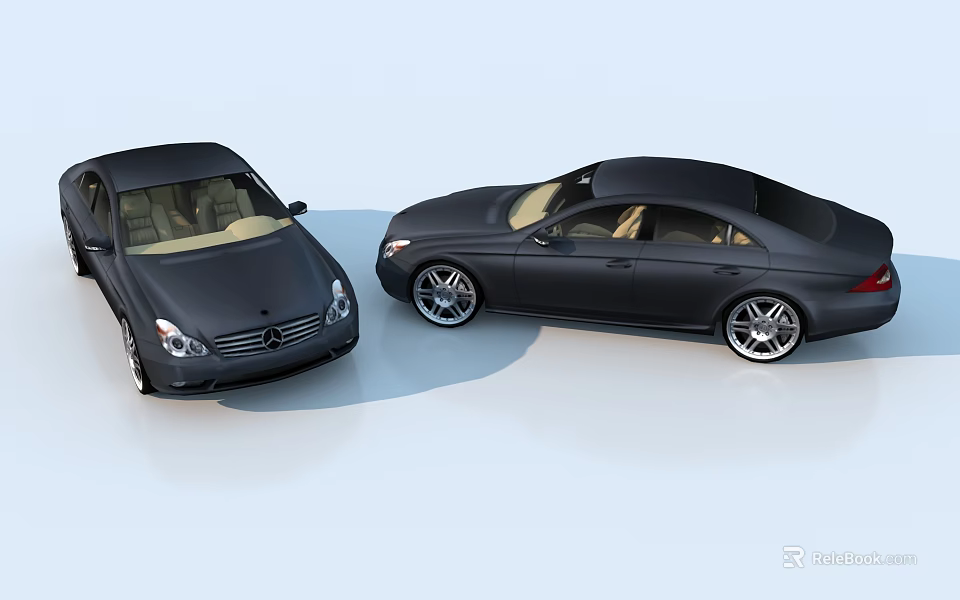 Two Sleek Black Luxury Sedan Cars With Modern Exterior And Alloy Wheels 3d model 
