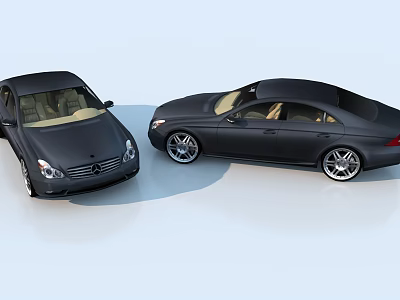 Two Sleek Black Luxury Sedan Cars With Modern Exterior And Alloy Wheels 3d model