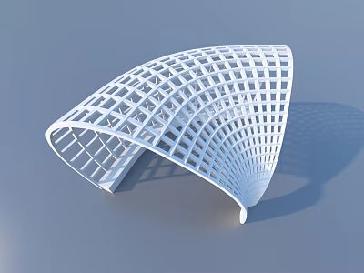 White Curved Grid Structure Modern 3D Architectural Design With Geometric Pattern 3d model