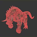 Green Fantasy Creature With Spiked Back Horn Colorful Ears And Sharp Claws