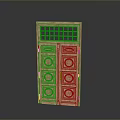 Traditional Wooden Entrance Door With Intricate Carved Patterns And Top Glass Grid Design