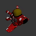 Red Detailed Animated Airplane with Number 8 Propeller and Cartoon Style