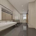 Bright Modern School Restroom With White Sink Counter Mirrors Cabinets And Tiled Walls