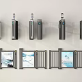 Public Access Control Facilities With Automatic Turnstiles And Digital Display Barriers 3d model